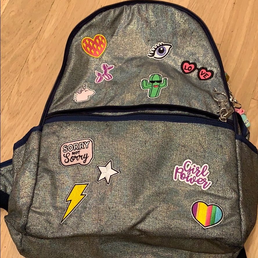 Barely Used Silver Patch Backpack